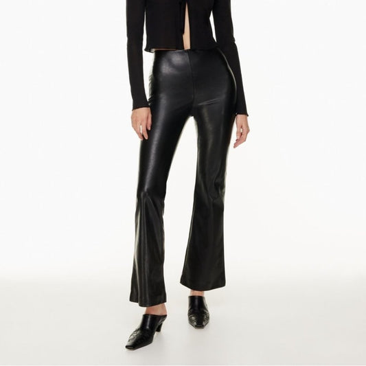 Aritzia Wilfred Roma Pant High-Waisted Flared Vegan Leather Womens Size 2